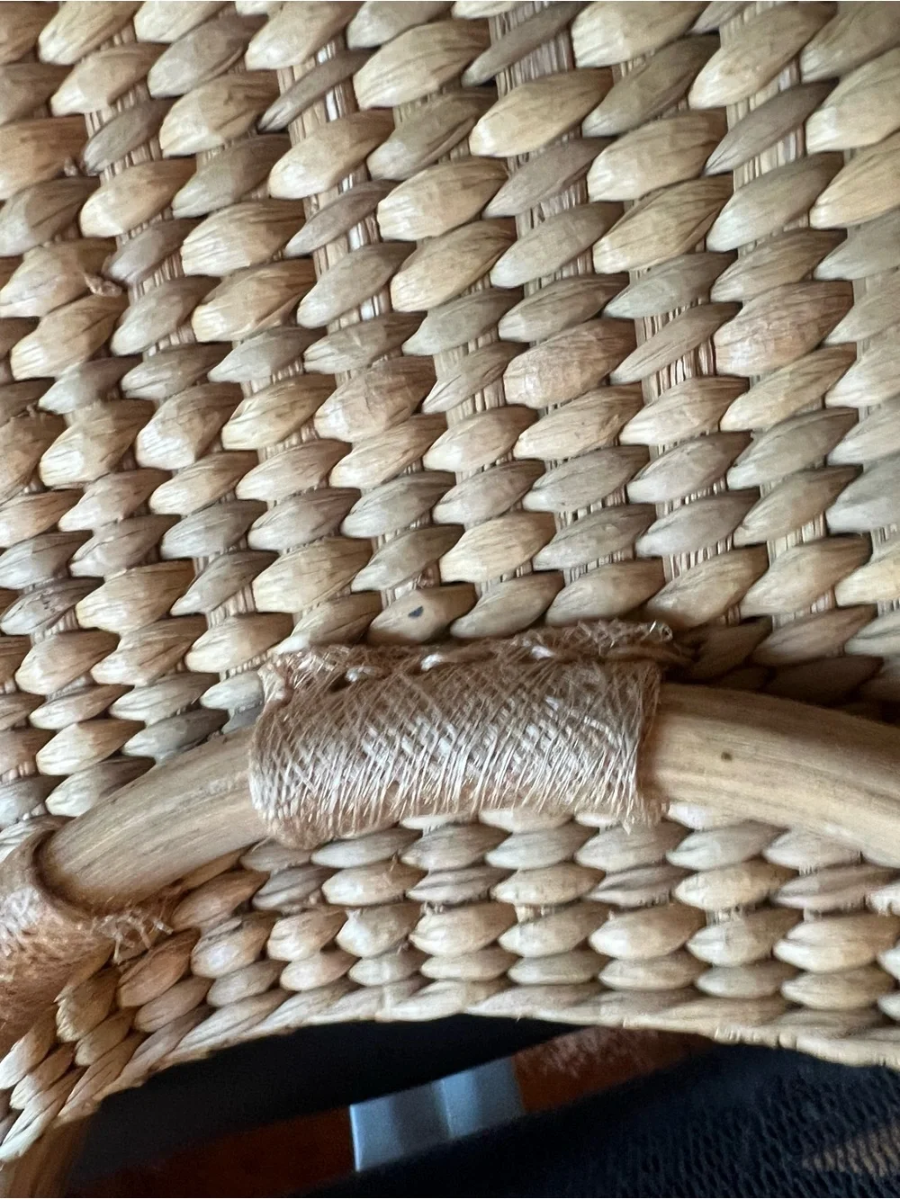Vintage 70s Straw Woven Tote | Floral + Butterfly Deco-Bamboo Handles | Boho Bag - Picture 10 of 12